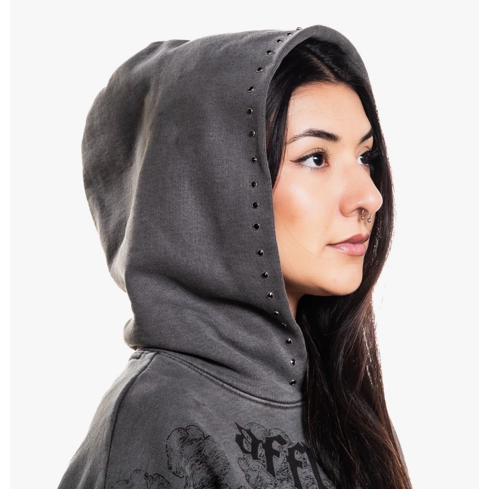 Affliction Angel Destructed Girls Crop Hoodie - Picture 5 of 5